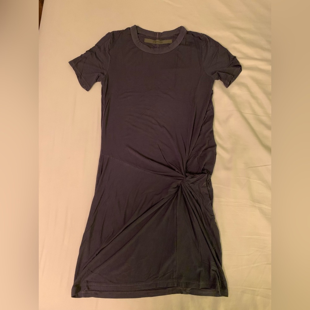 Enza Costa Dusty Blue/Grey Mini Dress w/knot detail